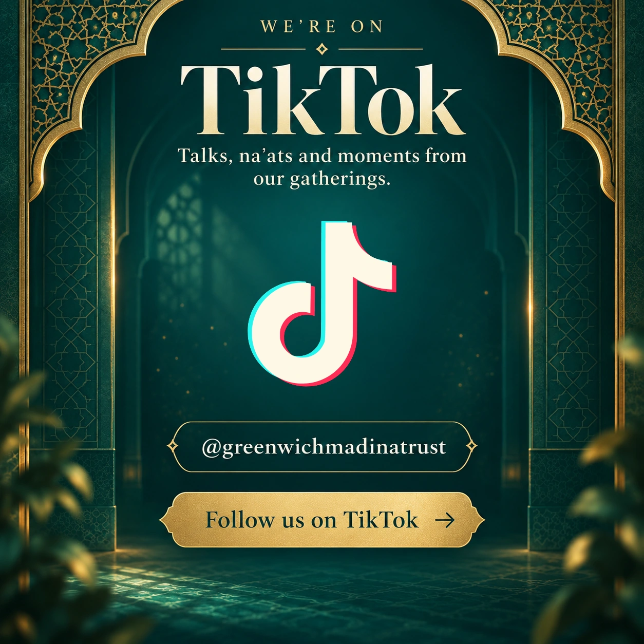 We’re on TikTok. Talks, naʿats and moments from our gatherings. @greenwichmadinatrust. Follow us on TikTok.